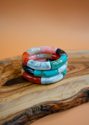Jane: Multicolor Acrylic Tube Bracelet Stack, Acrylic Bangle, Stretchy Tube Bracelet, Waterproof Jewelry, Statement Bracelet, Gifts