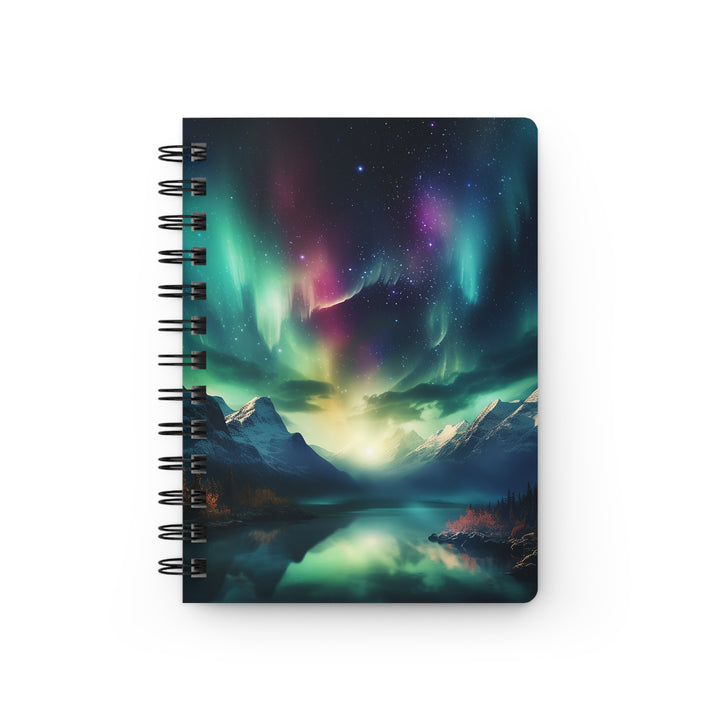The Aurora Borealis: Magical Northern Lights Glossy Laminated Journal Cover with Spiral Loop Wire in 5x7 size Daily Journaling or Diary Journal Notebook