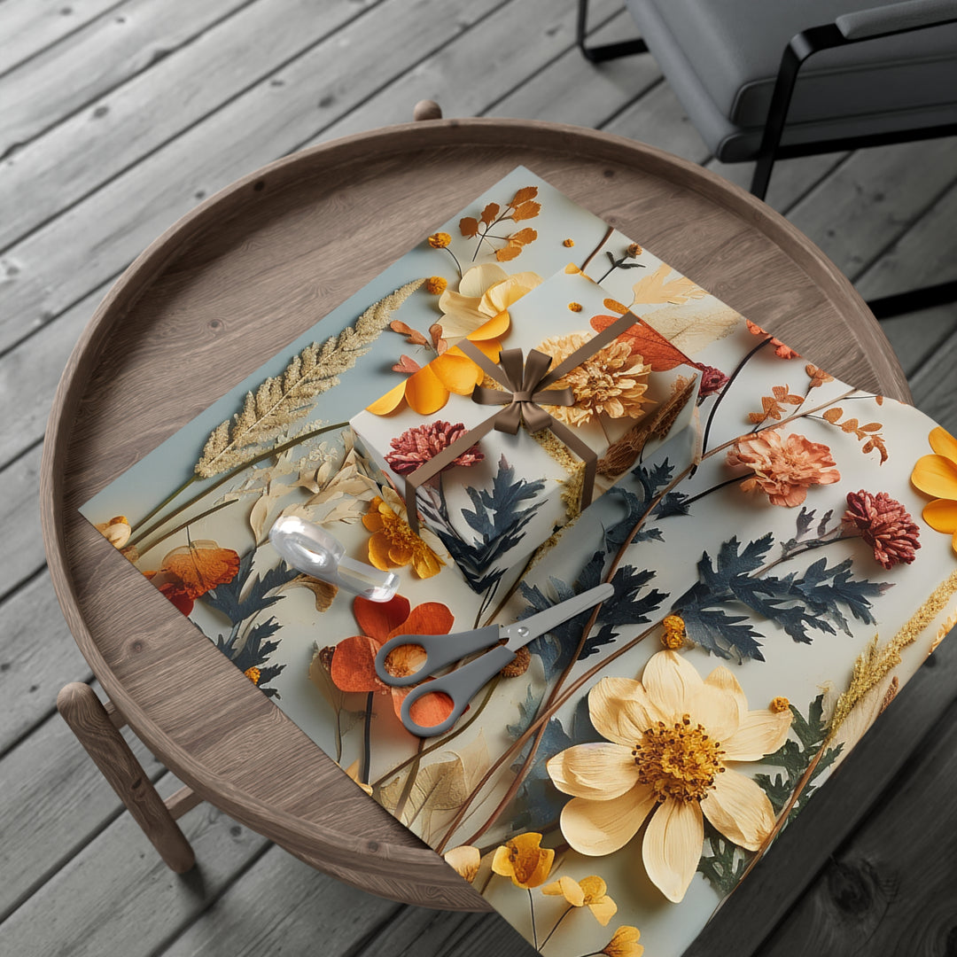 Pressed Flower Art: Flower Gift Wrap Papers Flower Satin Wrapping Paper  Flower Glossy Wrapping Paper Gift Wrapping paper