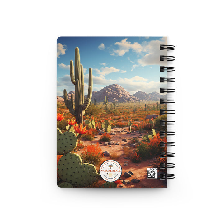 Blooming Desert: Whimsical Cactus Glossy Laminated Journal Cover Spiral Loop Wire in 5x7 size Daily Journaling Diary Journal Notebook