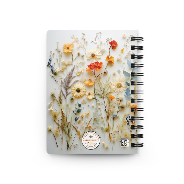 Pressed Wildflowers: Whimsical Glossy Laminated Journal Cover with Spiral Loop Wire in 5x7 size Daily Journaling or Diary Journal Notebook