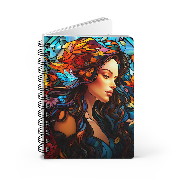 Stained Glass Fairy: Whimsical Glossy Laminated Journal Cover with Spiral Loop Wire in 5x7 size Daily Journaling or Diary Journal Notebook