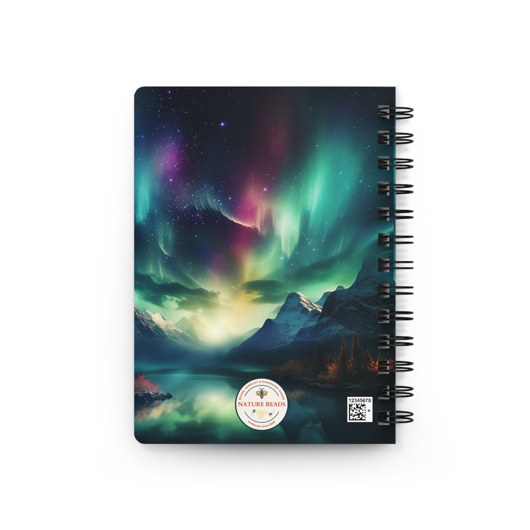 The Aurora Borealis: Magical Northern Lights Glossy Laminated Journal Cover with Spiral Loop Wire in 5x7 size Daily Journaling or Diary Journal Notebook