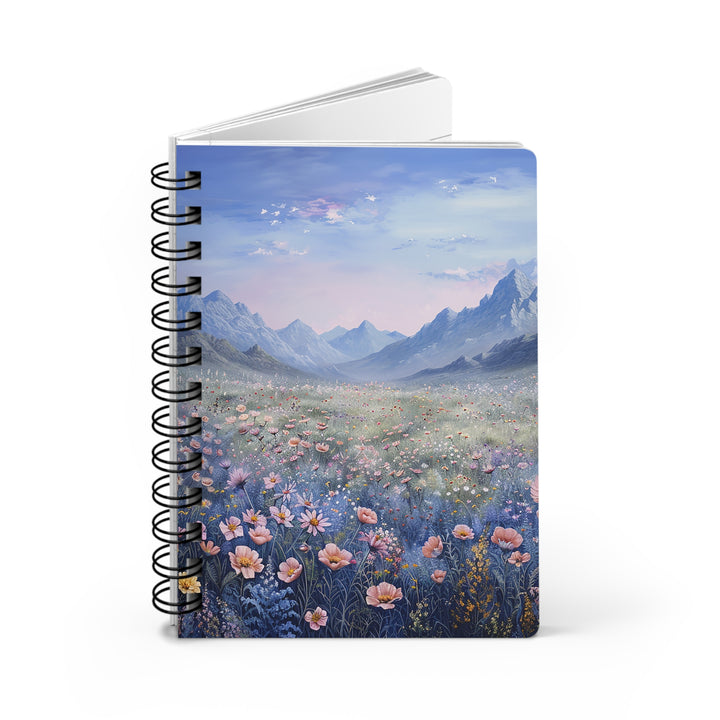 Pastel Flower Filed: 5x7 Glossy Laminated Wire Bond Journal, Writing Journal, Meditation Journal, Wedding Journal, Gift for Her