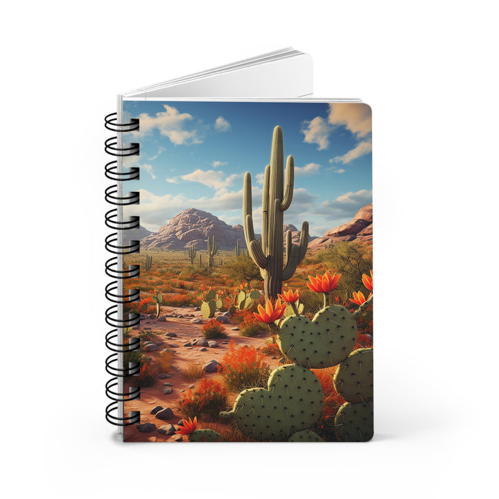 Blooming Desert: Whimsical Cactus Glossy Laminated Journal Cover Spiral Loop Wire in 5x7 size Daily Journaling Diary Journal Notebook