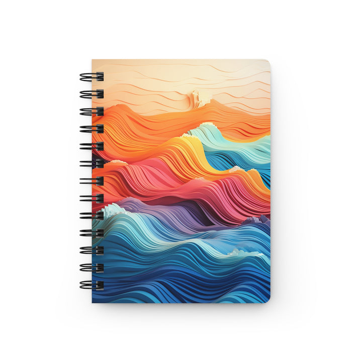 Aquarela Waves: Pastel Colorblock Wavy Glossy Laminated Journal Cover Spiral Loop Wire in 5x7 size Daily Journaling Diary Journal Notebook