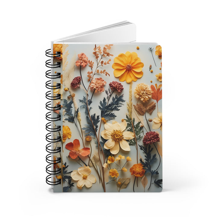 Pressed Flowers: Glossy Laminated Journal Cover with Spiral Loop Wire in 5x7 size Daily Journaling or Diary Beekeepers Journal Notebook