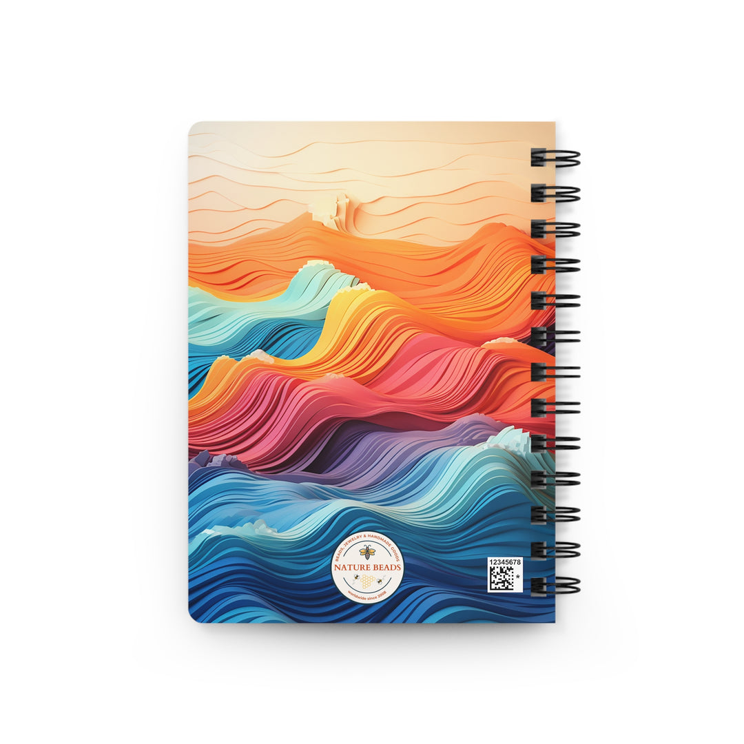 Aquarela Waves: Pastel Colorblock Wavy Glossy Laminated Journal Cover Spiral Loop Wire in 5x7 size Daily Journaling Diary Journal Notebook