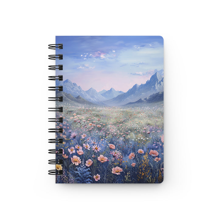 Pastel Flower Filed: 5x7 Glossy Laminated Wire Bond Journal, Writing Journal, Meditation Journal, Wedding Journal, Gift for Her