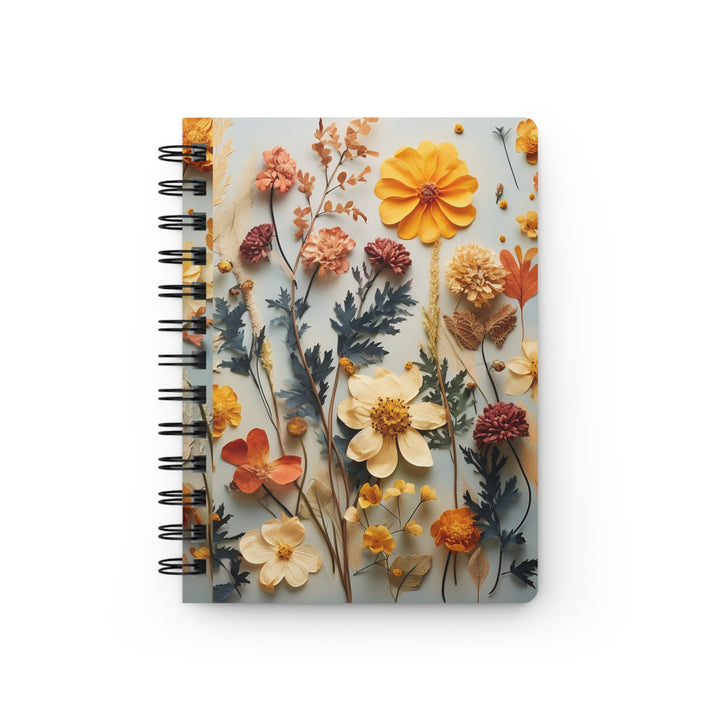 Pressed Flowers: Glossy Laminated Journal Cover with Spiral Loop Wire in 5x7 size Daily Journaling or Diary Beekeepers Journal Notebook