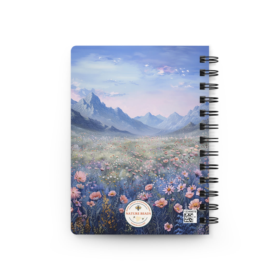 Pastel Flower Filed: 5x7 Glossy Laminated Wire Bond Journal, Writing Journal, Meditation Journal, Wedding Journal, Gift for Her