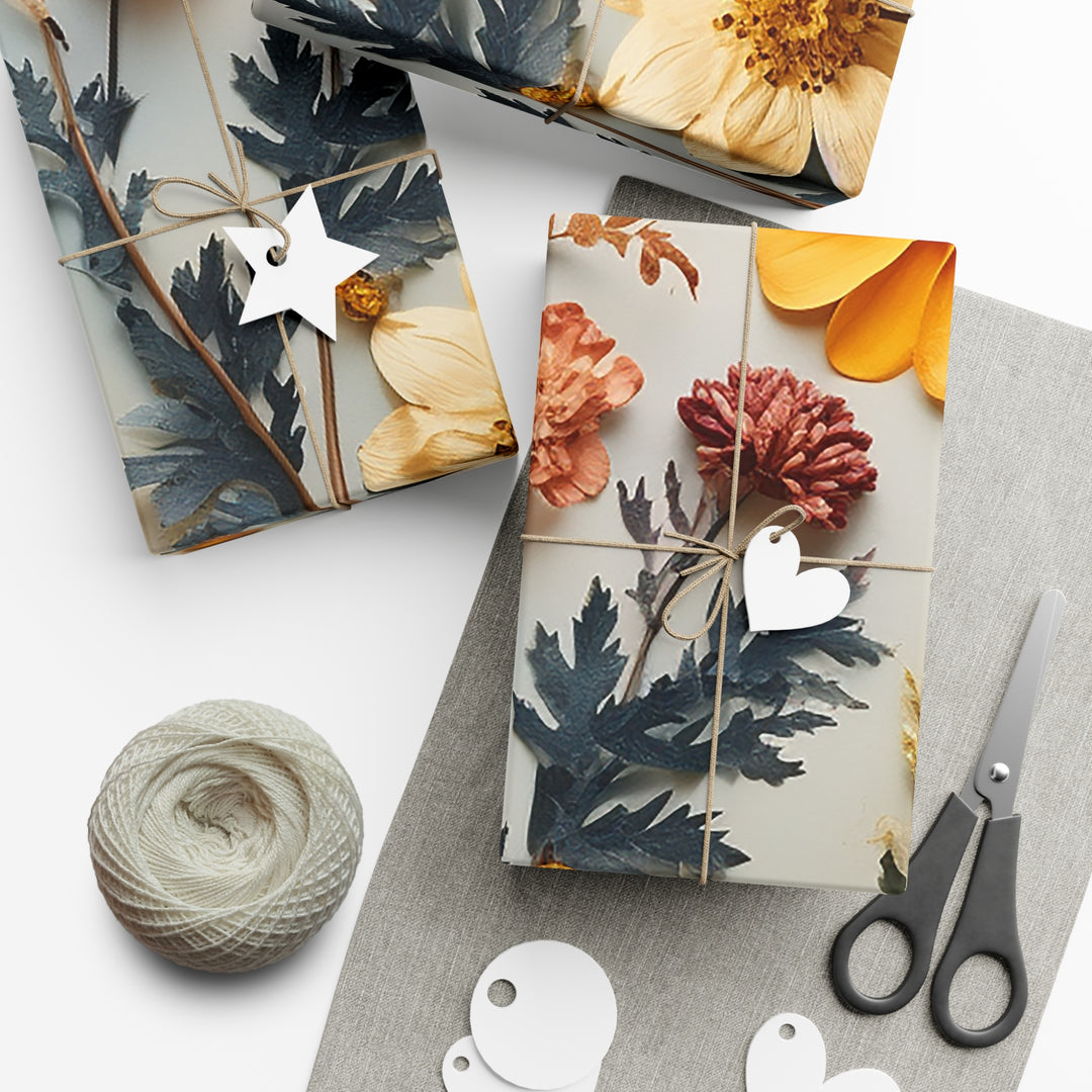 Pressed Flower Art: Flower Gift Wrap Papers Flower Satin Wrapping Paper  Flower Glossy Wrapping Paper Gift Wrapping paper