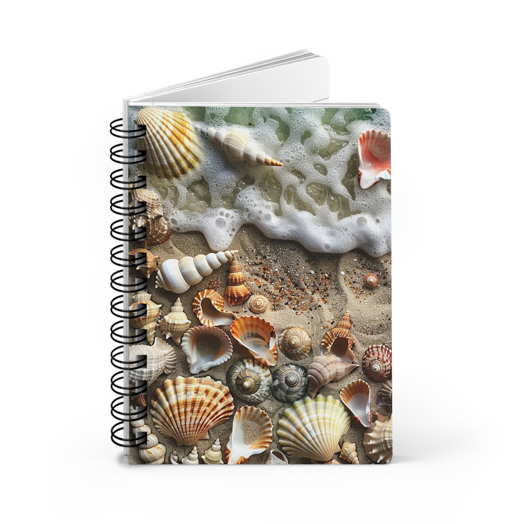 Shells by the Seashore: 5x7 Glossy Laminated Wire Bond Journal, Writing Journal, Meditation Journal, Wedding Journal, Gift for Her