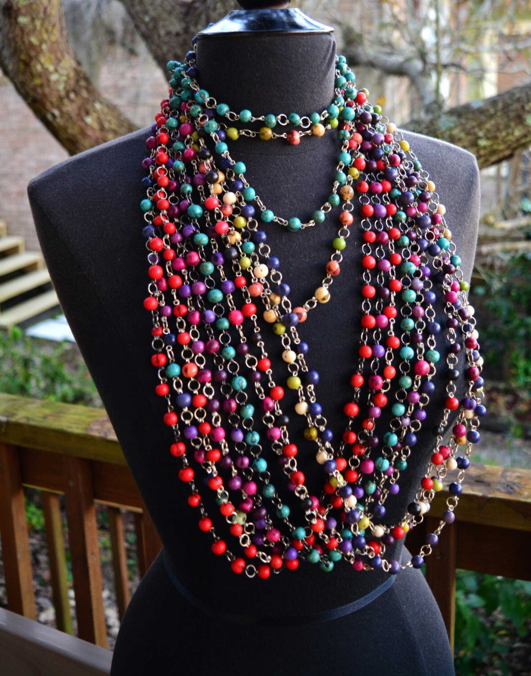 A beautiful selection of handmade Acai beads necklaces using natural beads and metal mixed jewelry.