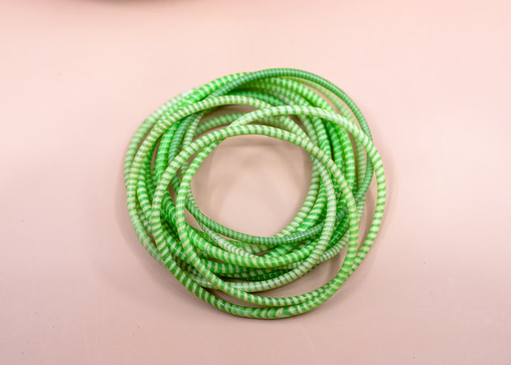 Apple Green Arm Party Stack – Set of 12 Recycled Flip Flop Bracelets | Fair Trade Jewelry from Mali, Ethically Sourced, Colorful African Bangles, Waterproof Stack