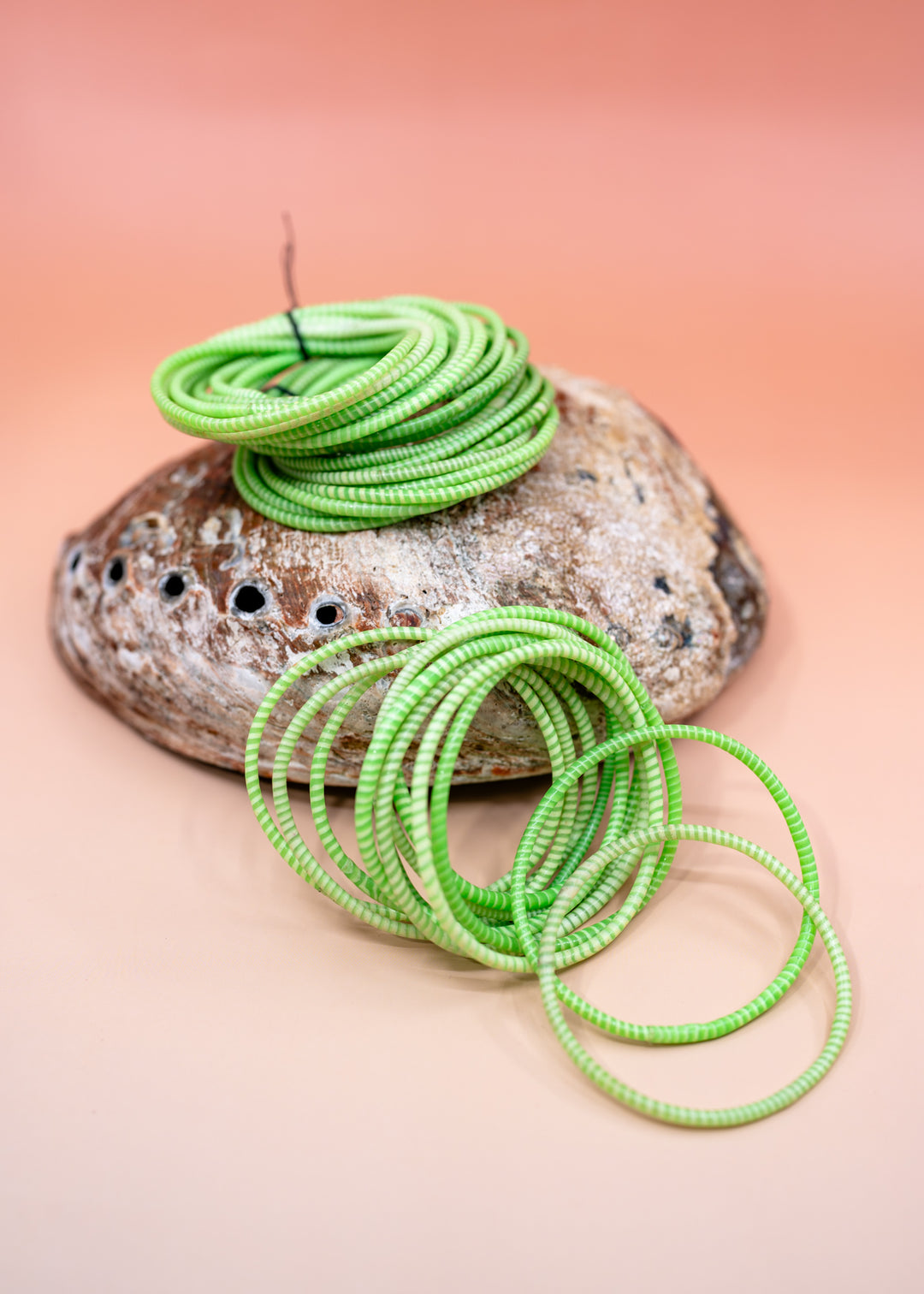 Apple Green Arm Party Stack – Set of 12 Recycled Flip Flop Bracelets | Fair Trade Jewelry from Mali, Ethically Sourced, Colorful African Bangles, Waterproof Stack