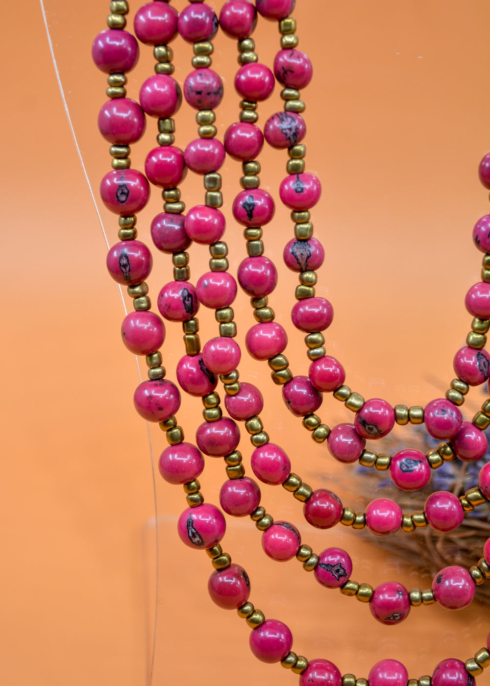 Bella in Purple Berry: Handmade Multi-strand Necklace from Acai Beads, Gold / Bronze Seedbeads and Bombona Seeds, with Waxed Thread / Boho Jewelry, Gifts