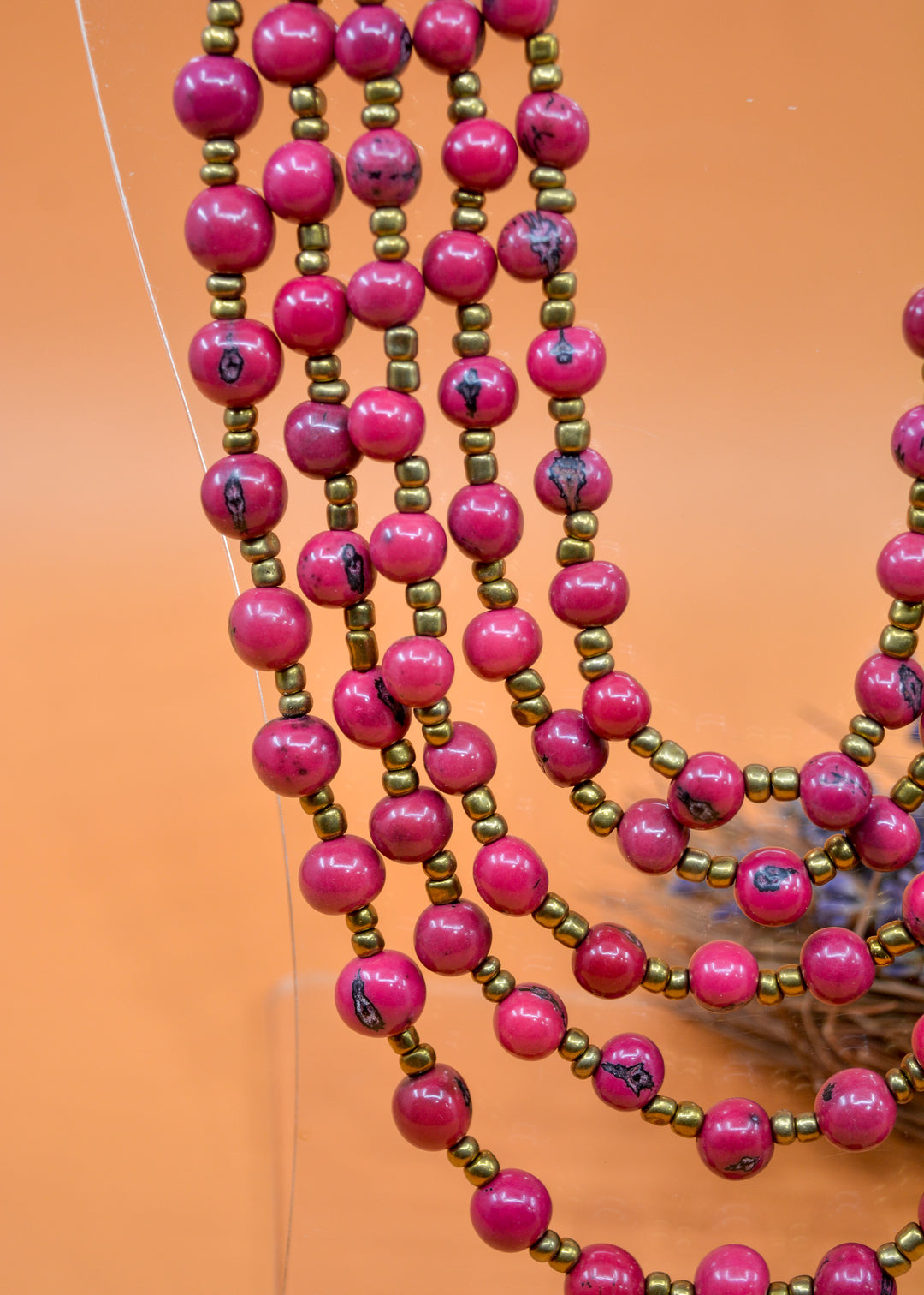 Bella in Purple Berry: Handmade Multi-strand Necklace from Acai Beads, Gold / Bronze Seedbeads and Bombona Seeds, with Waxed Thread / Boho Jewelry, Gifts