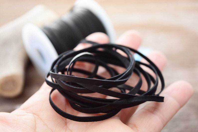 Black: 5mm Deer Suede Lace, Leather Strap for Jewelry and Crafts, 5 Feet or Full Spool
