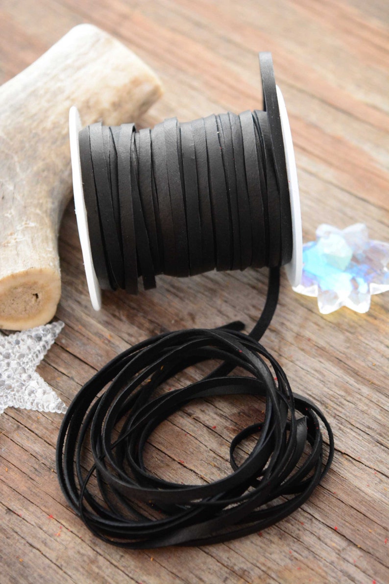 Black: 5mm Deer Suede Lace, Leather Strap for Jewelry and Crafts, 5 Feet or Full Spool