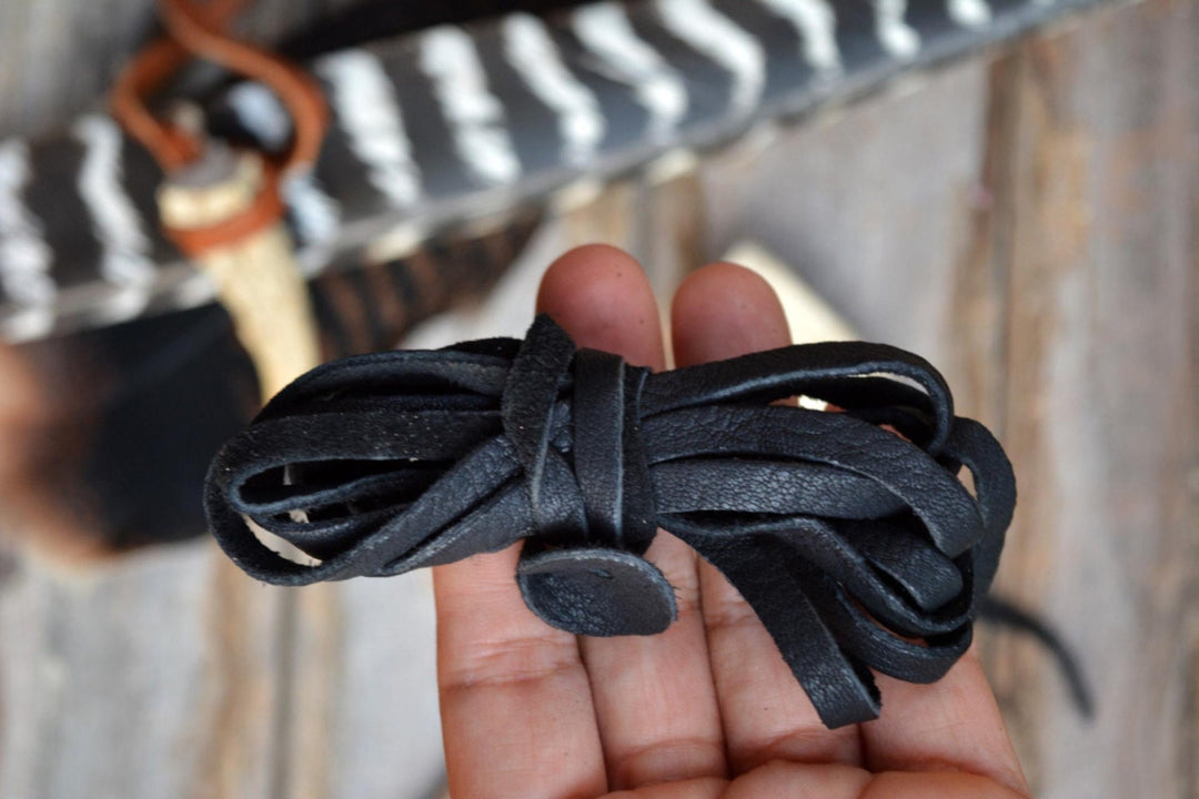 Close up of Black Deer Leather Strap