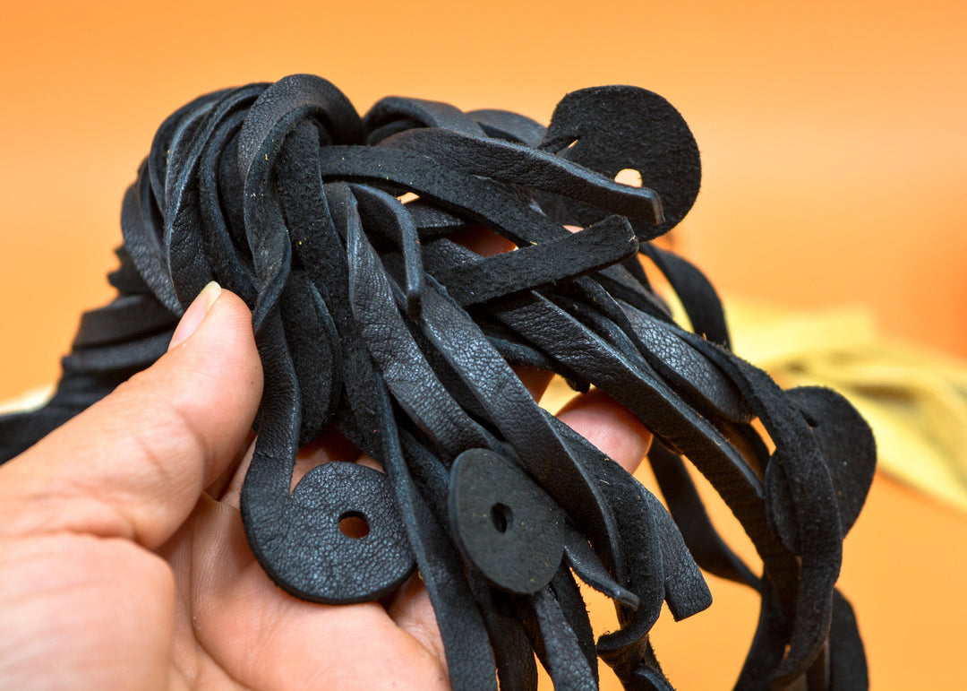 Close-up of Deer Leather Straps for Jewelry Making