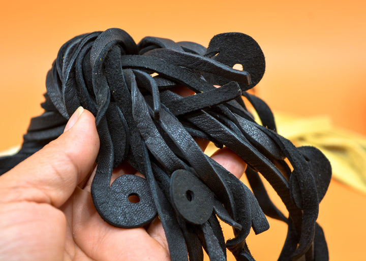 Close-up of Deer Leather Straps for Jewelry Making