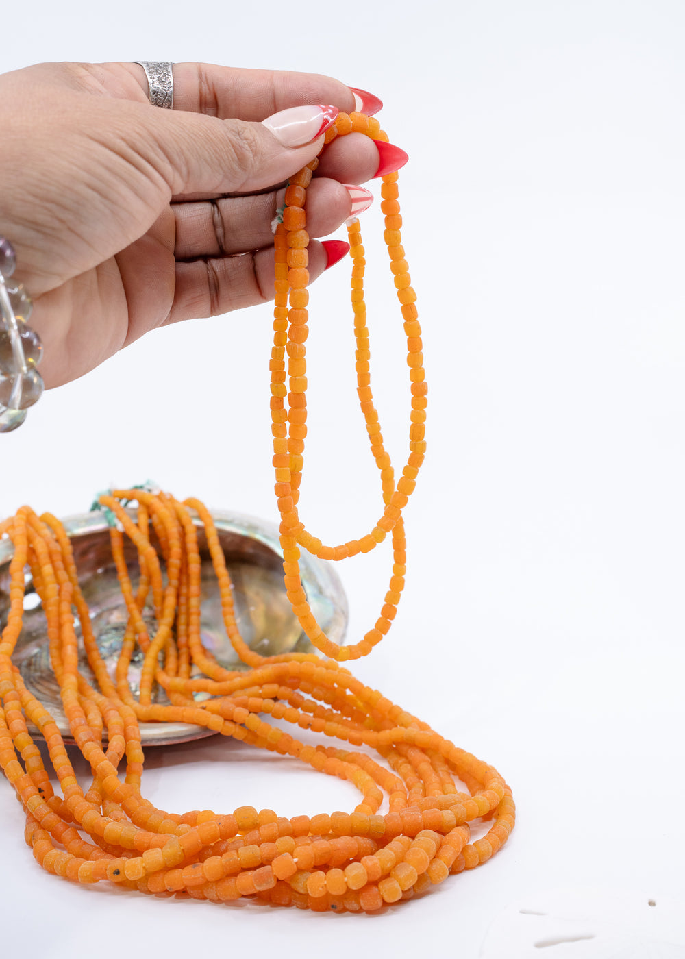 Butterscotch Orange Java Glass Beads, 4mm, 24 Inches strand