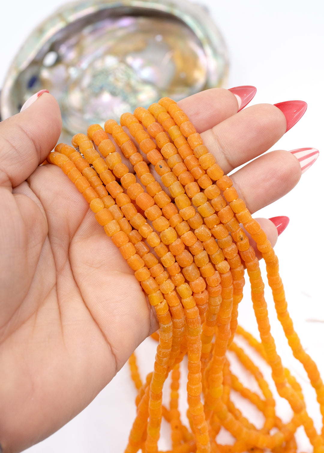 Butterscotch Orange Java Glass Beads, 4mm, 24 Inches strand
