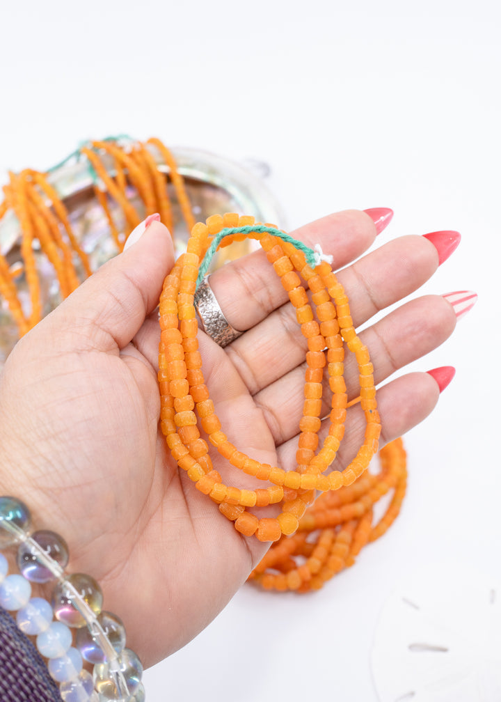 Butterscotch Orange Java Glass Beads, 4mm, 24 Inches strand