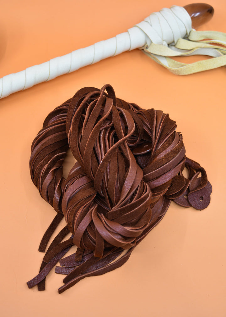 A bundle of deerskin leather straps