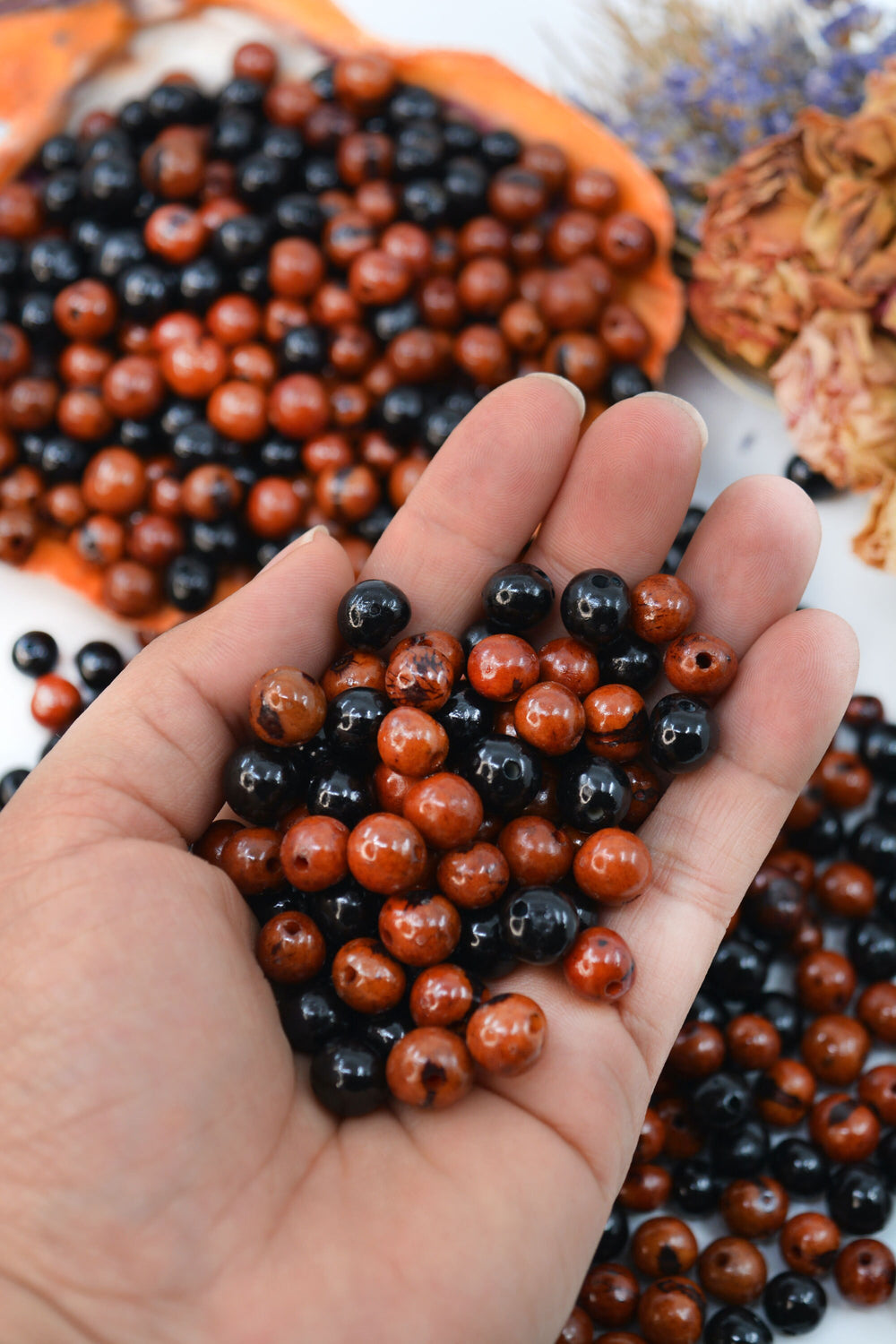 Cinnamon Spicy Acai Beads Mix, 6-10mm round beads