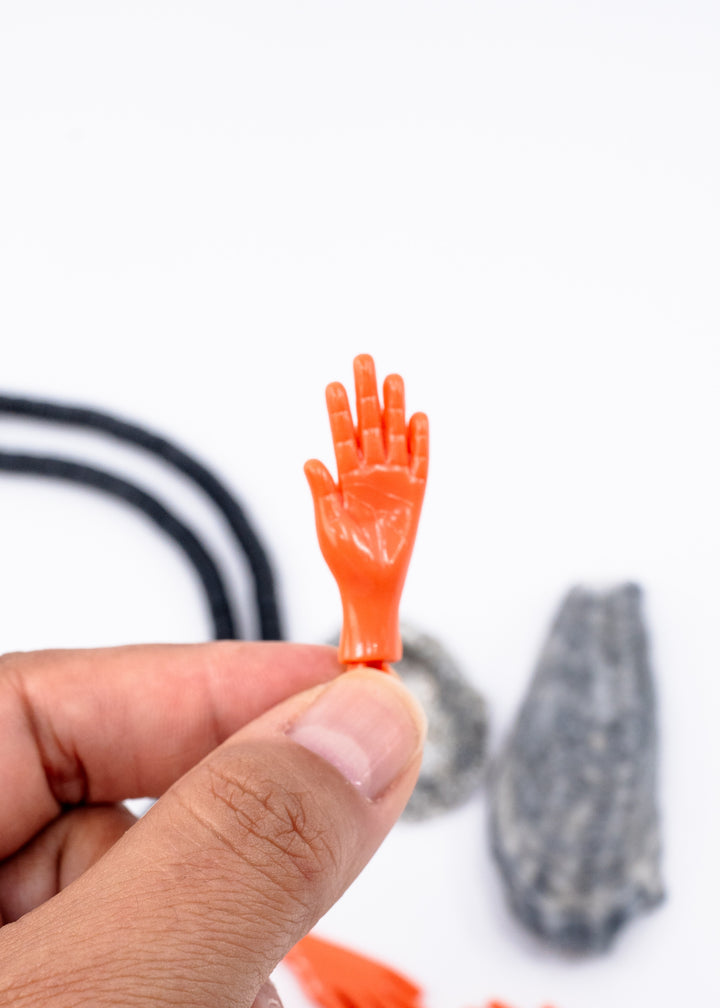 Coral orange German resin hand charm 40mm sculpted pendant for colorful jewelry making