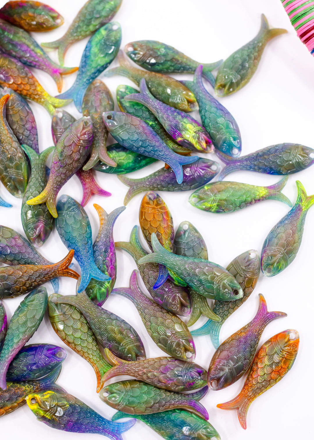 Cosmic Galaxy German Resin Fish Charm, 27mm Sardine Pendant, 1 Charm
