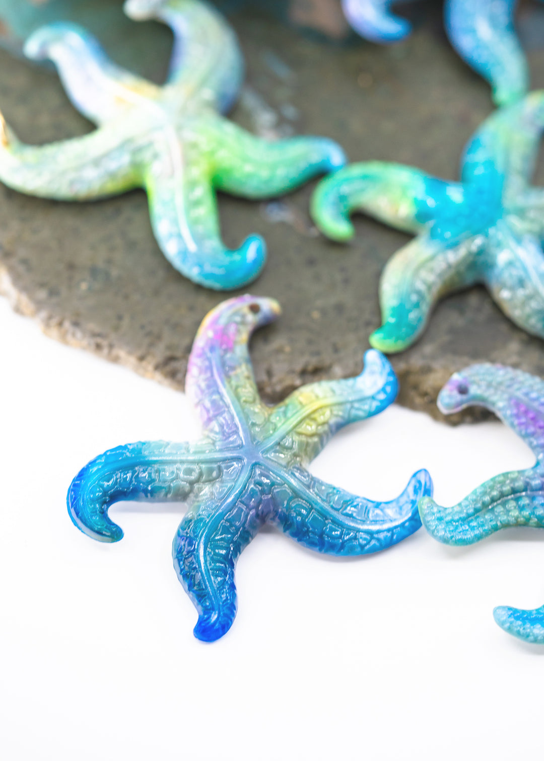 Cosmic Galaxy German Resin Starfish Charm – 45mm Multicolor Starfish Pendant, 1 Piece
