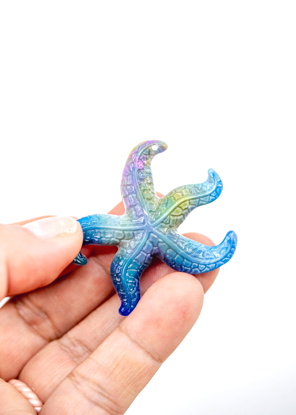 Cosmic Galaxy German Resin Starfish Charm – 45mm Multicolor Starfish Pendant, 1 Piece