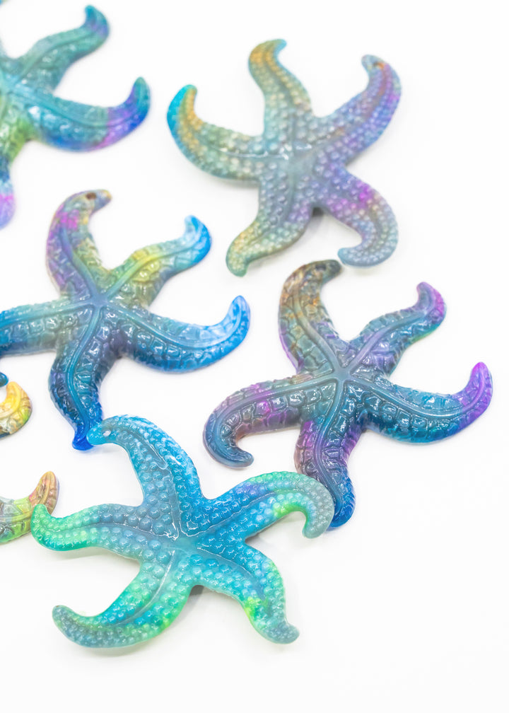 Cosmic Galaxy German Resin Starfish Charm – 45mm Multicolor Starfish Pendant, 1 Piece