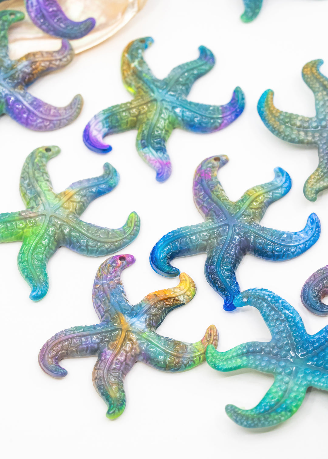 Cosmic Galaxy German Resin Starfish Charm – 45mm Multicolor Starfish Pendant, 1 Piece