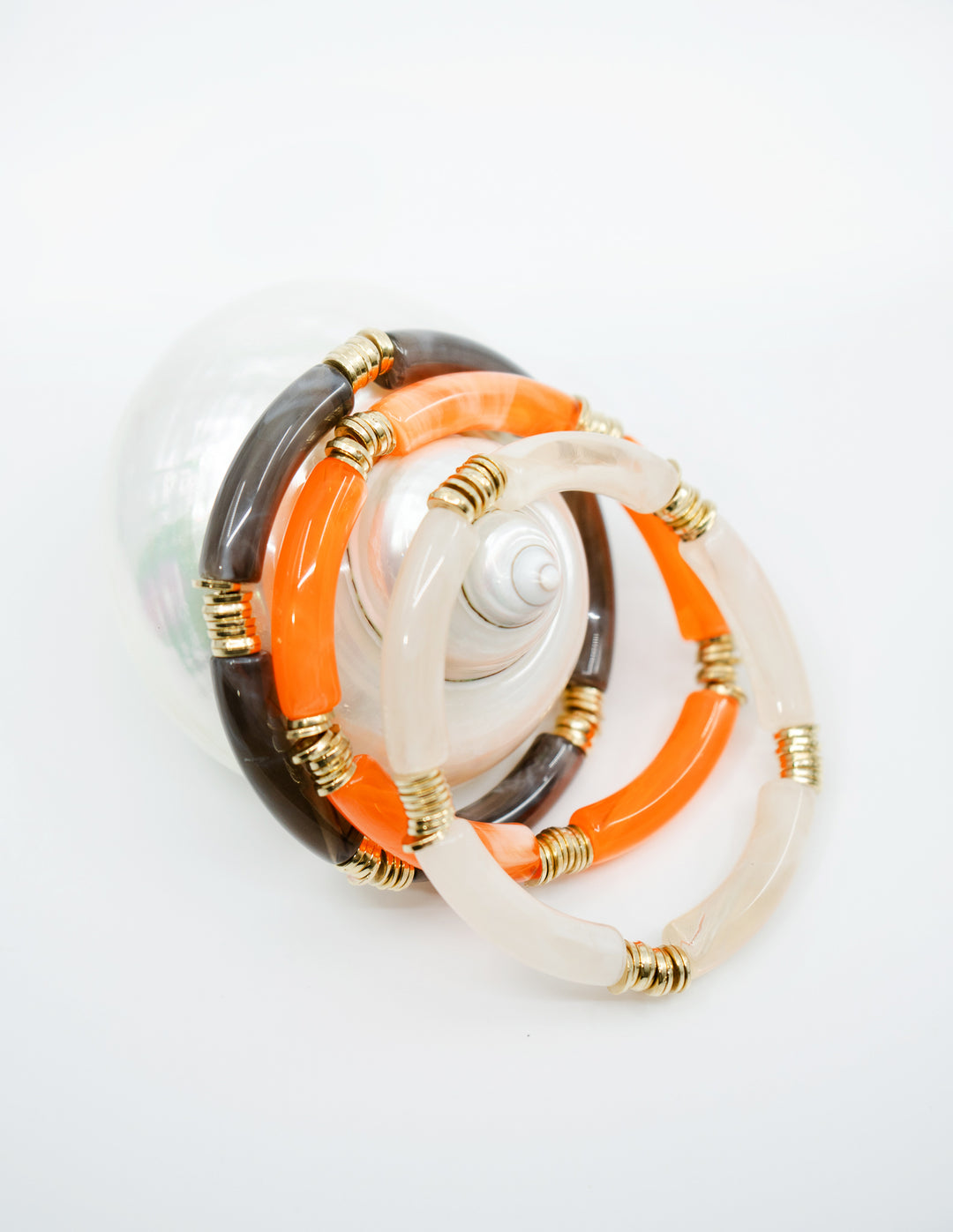 Josie: Set of 3 Fall Colors Acrylic Tube Bracelets, Acrylic Bracelet Stack, Lucite Stretchy Bracelet, Bangles, Waterproof Jewelry, Gifts for Her