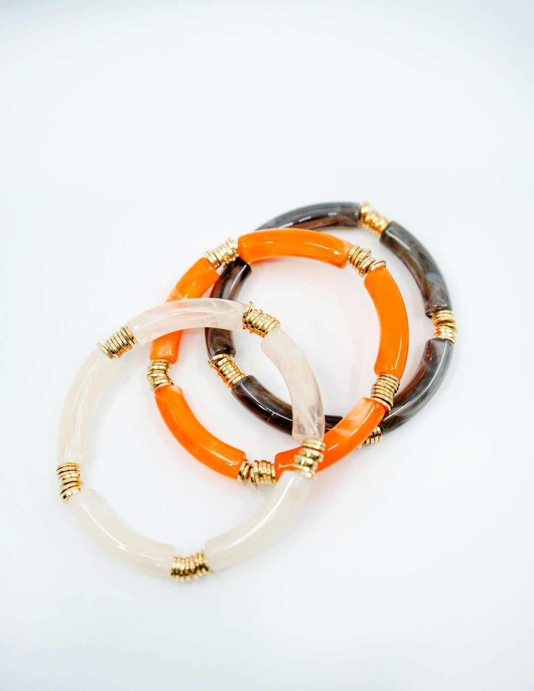 Josie: Set of 3 Fall Colors Acrylic Tube Bracelets, Acrylic Bracelet Stack, Lucite Stretchy Bracelet, Bangles, Waterproof Jewelry, Gifts for Her