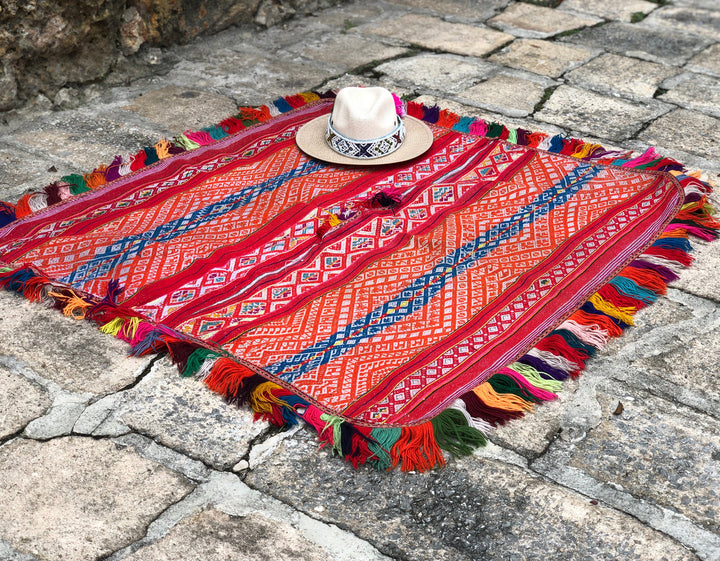 Fiesta: Authentic Vintage Peruvian Ceremonial Poncho – Handwoven Shaman Textile from Andes 