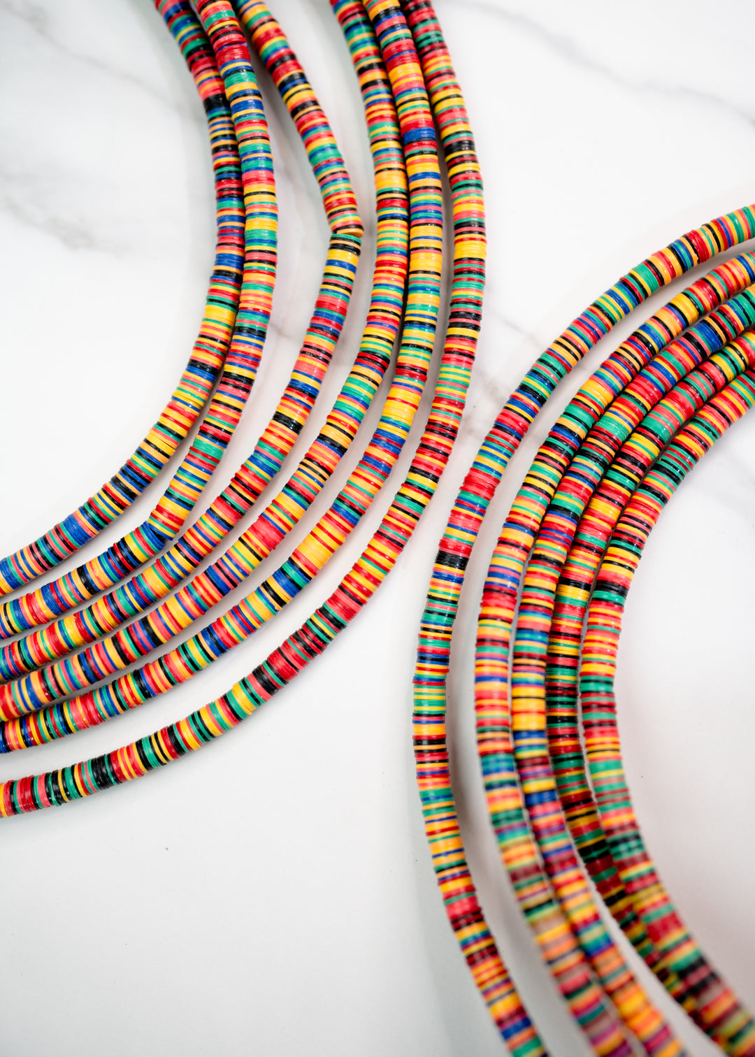 Fruity Rainbows: 6mm Multicolor Vintage African Vinyl Record Beads Necklace, African Jewelry, Boho Festival Necklace, Phono Beads, Jijida Beads, African Beads