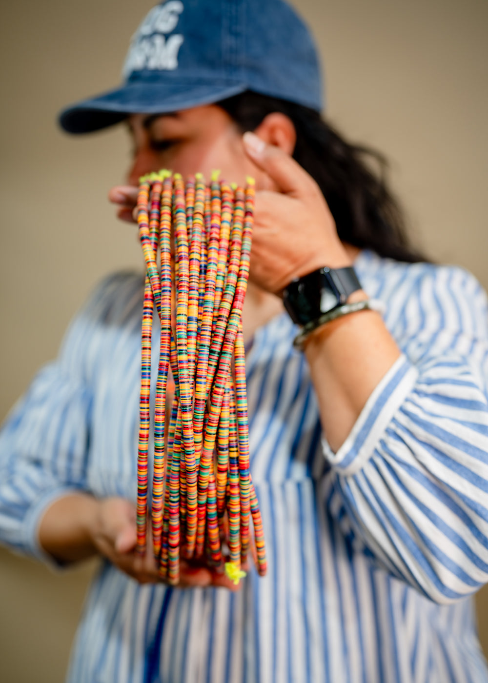 Fruity Rainbows: 6mm Multicolor Vintage African Vinyl Record Beads Necklace, African Jewelry, Boho Festival Necklace, Phono Beads, Jijida Beads, African Beads