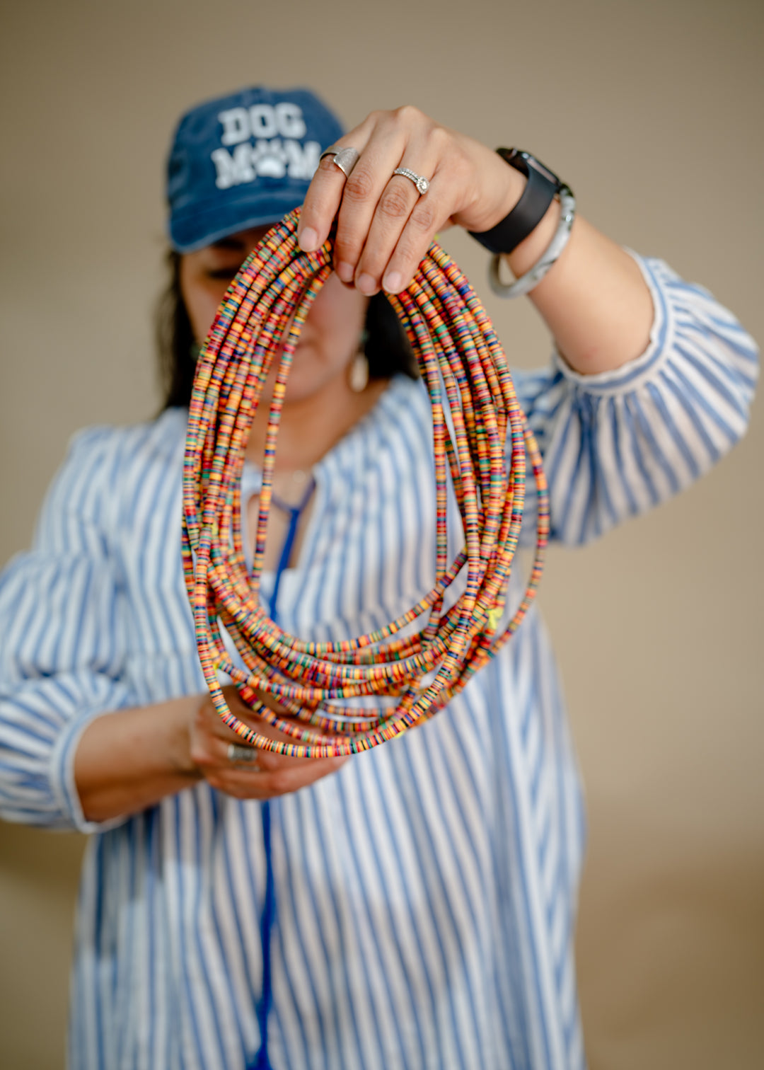 Fruity Rainbows: 6mm Multicolor Vintage African Vinyl Record Beads Necklace, African Jewelry, Boho Festival Necklace, Phono Beads, Jijida Beads, African Beads