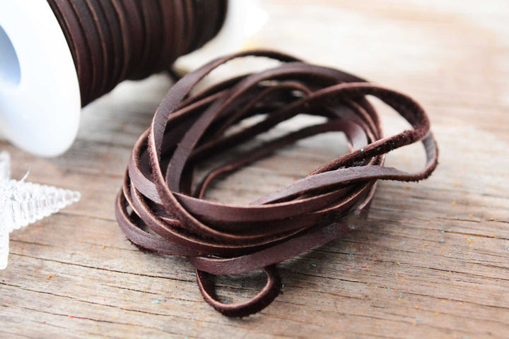 Fudge Brown: 5mm Deer Suede Lace, Leather Strap for Jewelry and Crafts, 5 Feet or Full Spool