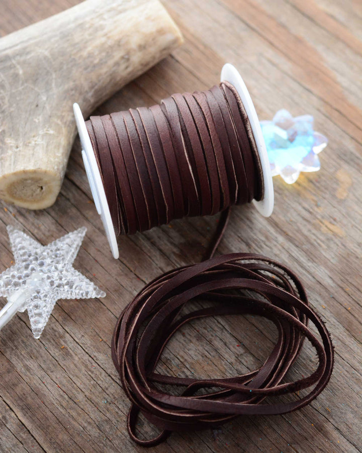 Fudge Brown: 5mm Deer Suede Lace, Leather Strap for Jewelry and Crafts, 5 Feet or Full Spool