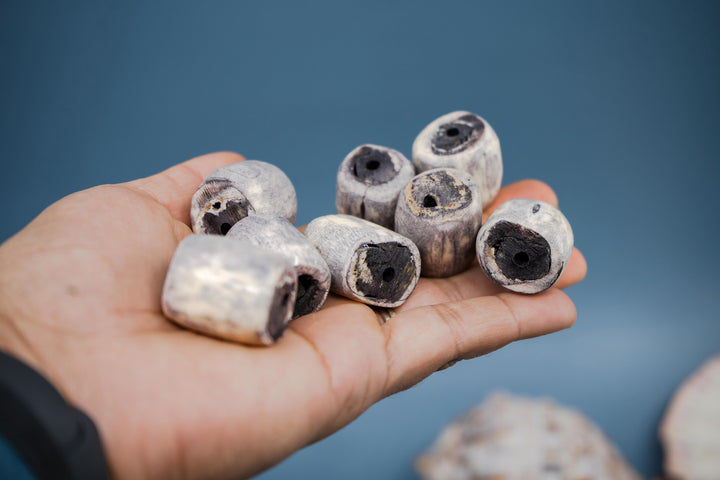 Gray: Large African Bone Beads, handmade in Kenya, 22-25mm Barrel Shape, Tribal Beads, DIY Jewelry Making
