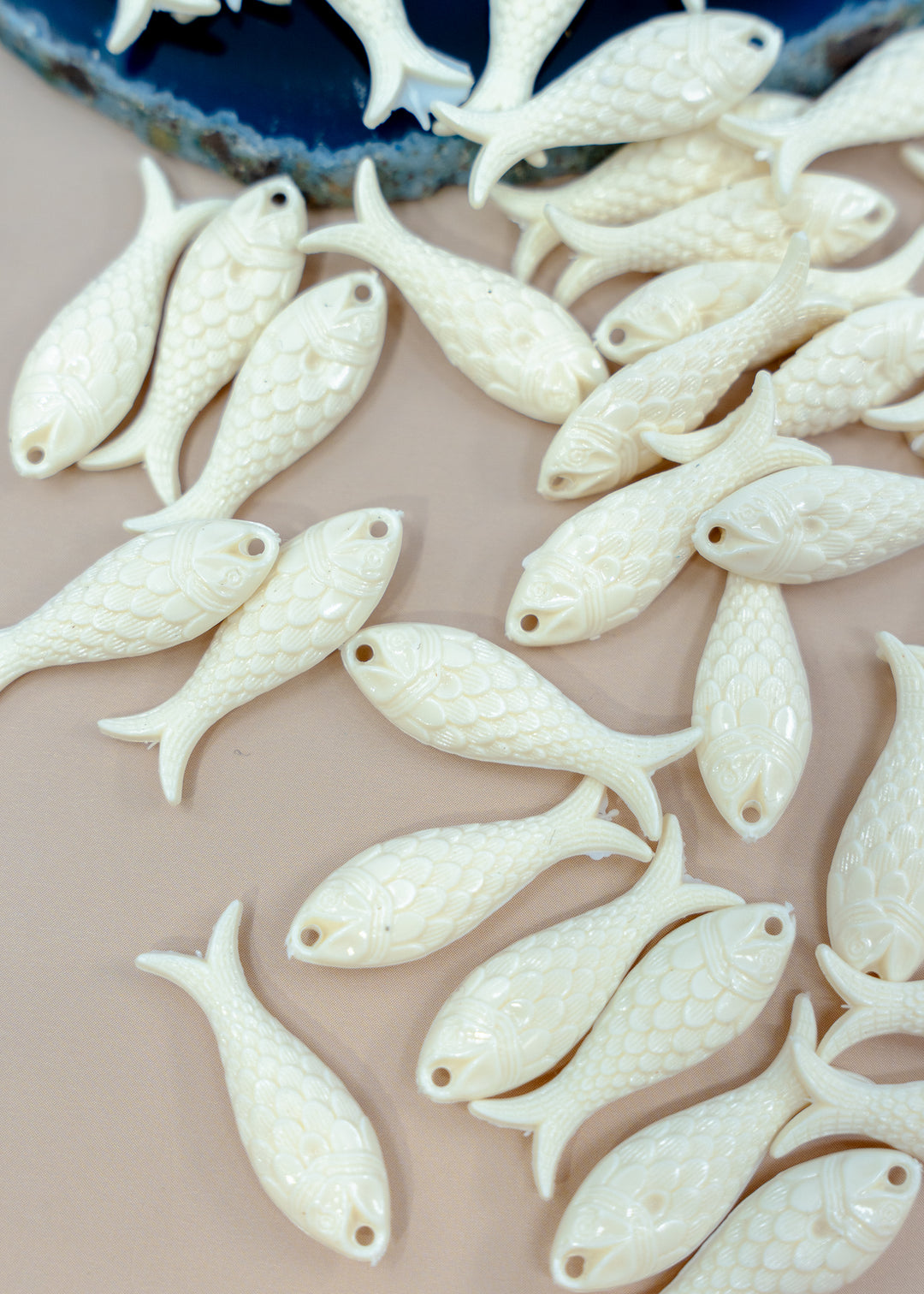 Shop Ivory White German resin fish charms, 27mm fish charms.