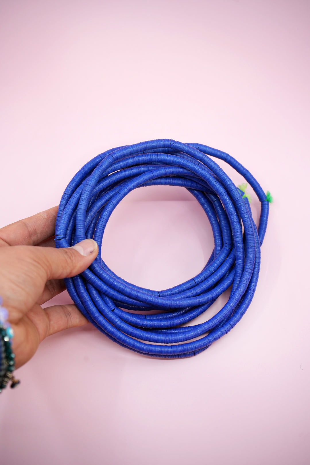 Lapis Lazuli Blue: 6mm Vintage African Phono Record Beads, 30" / African Beads, Jijida Beads, Vinyl Record Beads, Trade Beads, Vinyl Beads, Heishi Beads, Vulcanite, Jewelry Supplies