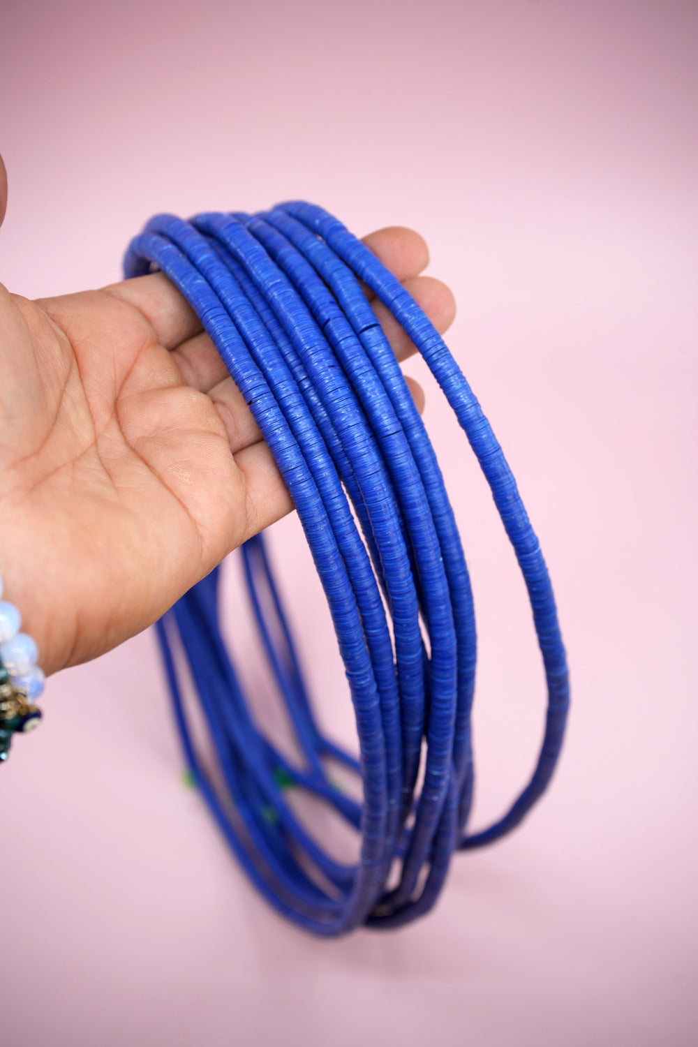 Lapis Lazuli Blue: 6mm Vintage African Phono Record Beads, 30" / African Beads, Jijida Beads, Vinyl Record Beads, Trade Beads, Vinyl Beads, Heishi Beads, Vulcanite, Jewelry Supplies